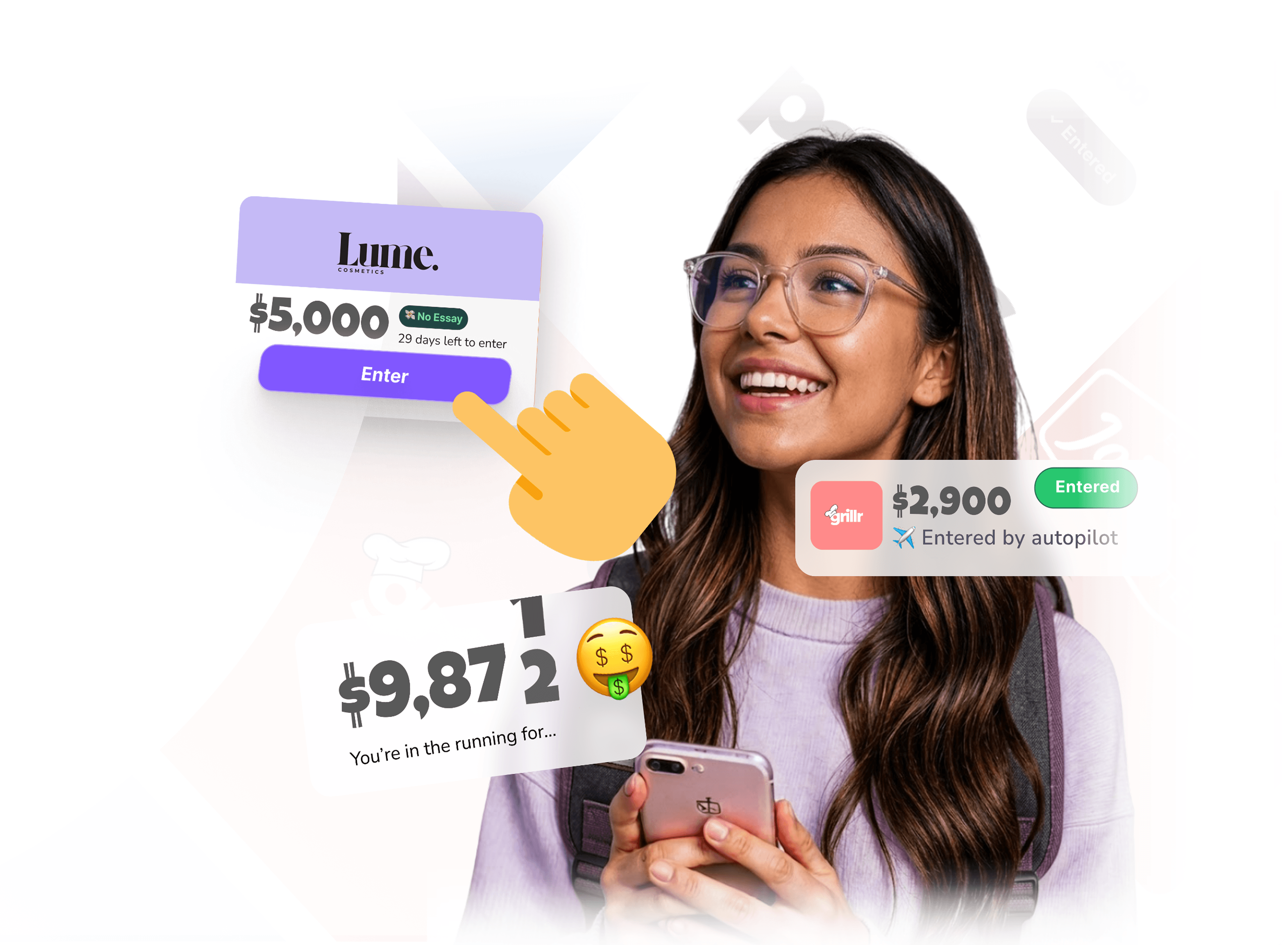 Student using Awarded to browse scholarships on her phone